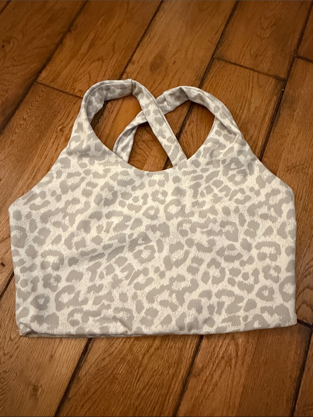 Women's Light Gray Leopard Print Crossback Bralette